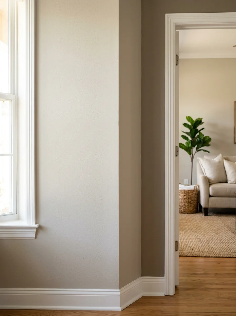 Freshly painted interior walls and trim inside a Davenport vacation rental home, showing clean lines and a durable washable finish in the main living area.